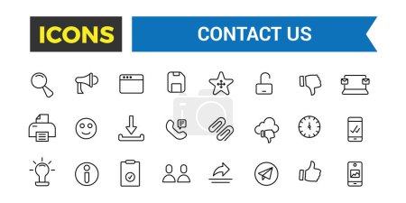Contactez-nous icône ensemble. Emballez les icônes. Collection d'icônes. Icône vectorielle modifiable et illustration.