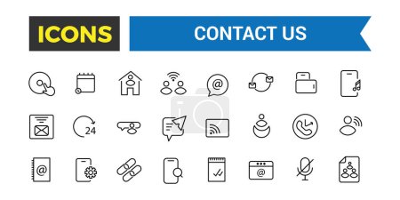 Contactez-nous icône ensemble. Emballez les icônes. Collection d'icônes. Icône vectorielle modifiable et illustration.