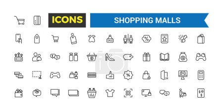 Shopping malls icon set. Retail icon collection, vector, thin line icons collection. Editable vector icon and illustration.