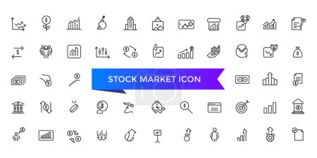 Stock market icon collection. Related to stocks, stock exchange, financial goal, shares, investment, bull market, bear market and investment icons.