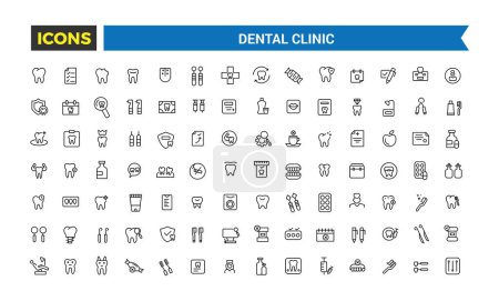 Dental clinic icon set. Outline icons pack. Editable vector icon and illustration.