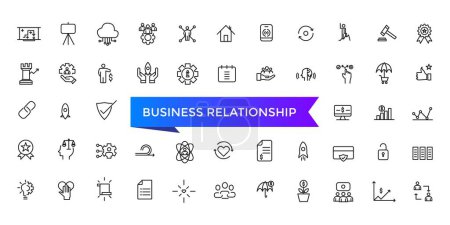 Business relationship management icons with editable stroke collection. Line icons pack. Vector illustration.