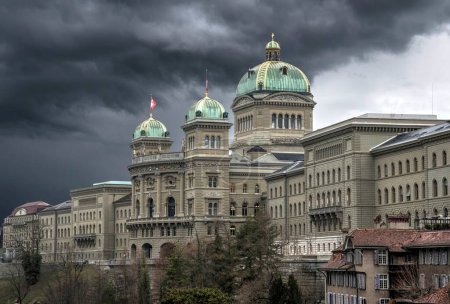 Bundeshaus Bern Switzerland. Stormy site