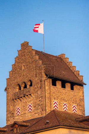 Téléchargez les photos : Château d'Uster et drapeau. Suisse - en image libre de droit