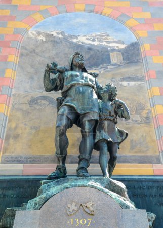Denkmal für Wilhelm Tell und seinen Sohn in Altdorf, Schweiz