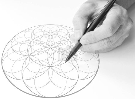 Photo for Drawing the flower of life - Royalty Free Image