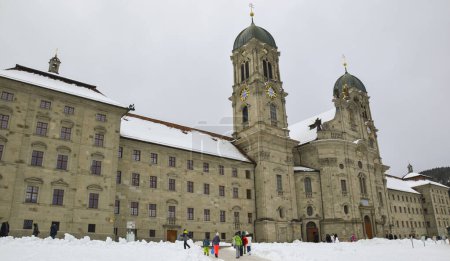 Photo for Facade of the Abbey of Einsiedeln in winter - Royalty Free Image