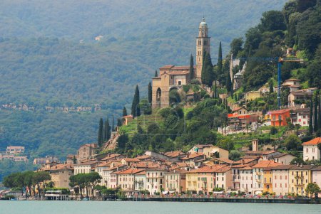 landscape view of beautiful Morcote, Ticino, Switzerland
