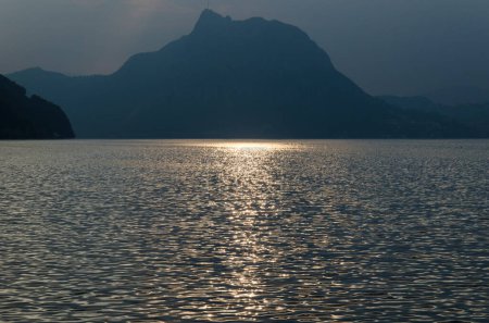 the lugano lake sunset. Switzerland