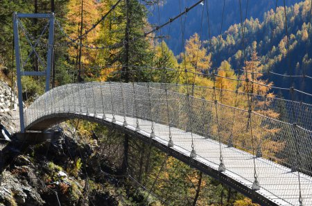 Téléchargez les photos : Pont suspendu dans les montagnes - en image libre de droit