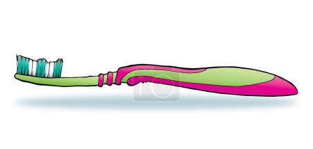 Illustration for Toothbrush vector illustration green and magenta - Royalty Free Image