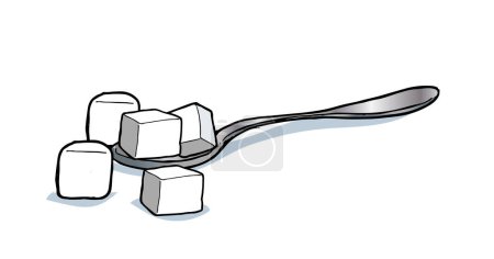 Ilustración de Cucharadita con terrones de azúcar - Imagen libre de derechos