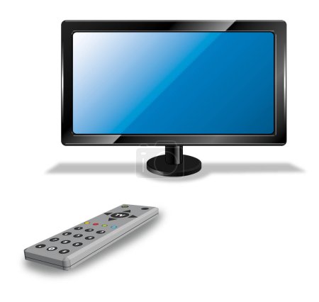 Illustration for Tv and remote control on the white background. vector illustration. - Royalty Free Image