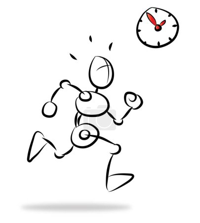 Illustration for A human basic character running late - Royalty Free Image