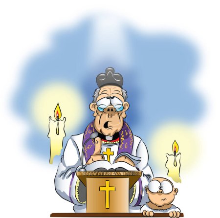Téléchargez les illustrations : Prêtre prononçant le sermon du dimanche - en licence libre de droit