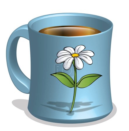 Téléchargez les illustrations : Une tasse à café avec une fleur imprimée - en licence libre de droit