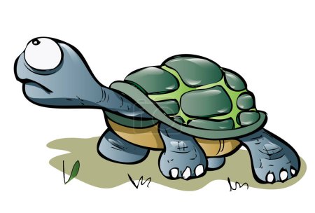 Téléchargez les illustrations : Illustration d'une tortue de dessin animé mignon. - en licence libre de droit