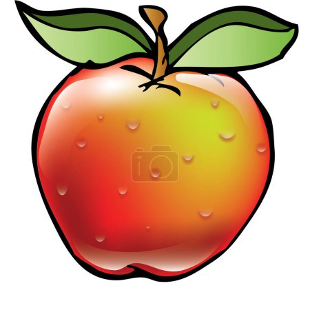 Téléchargez les illustrations : Pomme rouge, illustration, vecteur sur fond blanc - en licence libre de droit