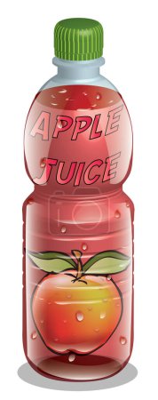 Téléchargez les illustrations : Jus de pomme dans une bouteille - en licence libre de droit