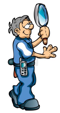 vector illustration of a cartoon with magnifier