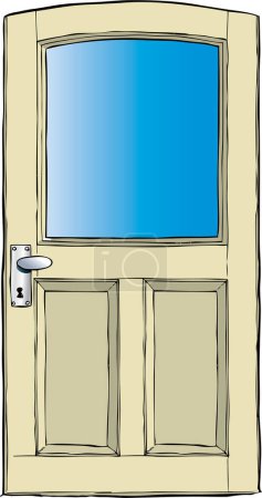Illustration for A wooden door with a glass - Royalty Free Image