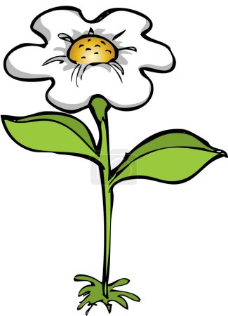 Illustration for Vector cartoon illustration of a white flower - Royalty Free Image