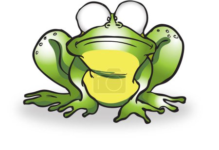 Téléchargez les illustrations : Illustration de dessin animé d'une grenouille sur fond blanc - en licence libre de droit