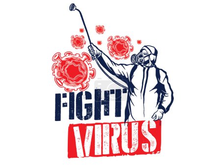 Téléchargez les illustrations : Illustration vectorielle lutte contre le virus corona covid-19. guérir le virus corona. les gens combattent le concept de virus. virus corona concept de vaccin. - en licence libre de droit