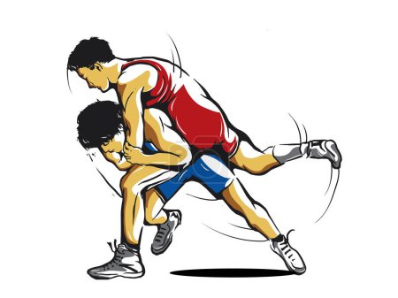 Illustration for Vector of wrestling badge logo illustration - Royalty Free Image