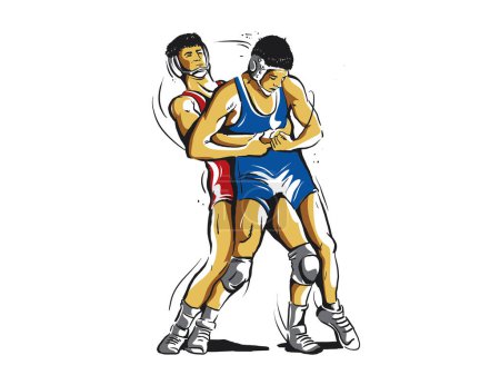 Illustration for Vector of wrestling badge logo illustration - Royalty Free Image