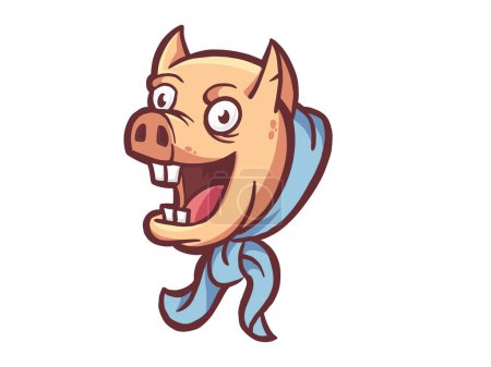 ilustración en la mascota del logotipo del chef de cerdo para el concepto de marca de restaurante de barbacoa de parrilla de cerdo