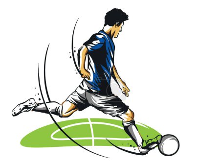 un jugador de fútbol corriendo con la pelota en el torneo
