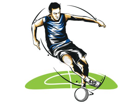 a soccer player running with the ball in tournament