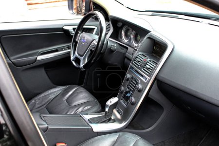 Photo for Vinnytsia, Ukraine; March 23, 2024. Volvo XC60 driver seat. Volvo XC60 interior. Volvo XC90 dashboard. SUV leather interior. - Royalty Free Image