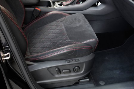 Lux car passenger seat. Leather Ergonomic Premium Sports Car Seats. Adjustable Motorsport seats. Front Racing Seats.  
