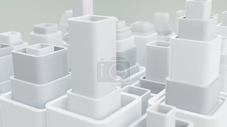 Foto de Cubos geométricos 3D. formas 3d. Color blanco y gris arte suave 3D - Imagen libre de derechos