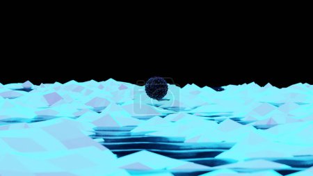 Téléchargez les photos : 3 d rendu d'une sphère abstraite dans la couleur sombre. technologie futuriste. - en image libre de droit