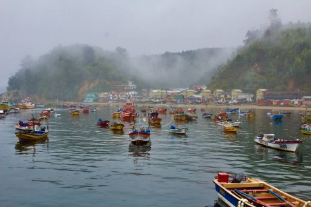 photograph of a fishermen life in caleta Tumbes, Concepcin, Chile