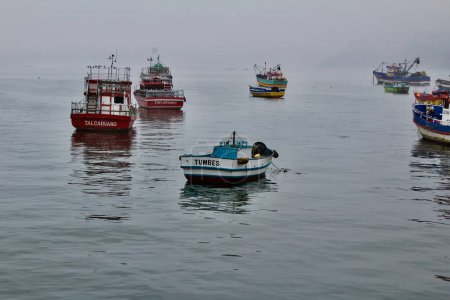 photograph of a fishermen life in caleta Tumbes, Concepcin, Chile