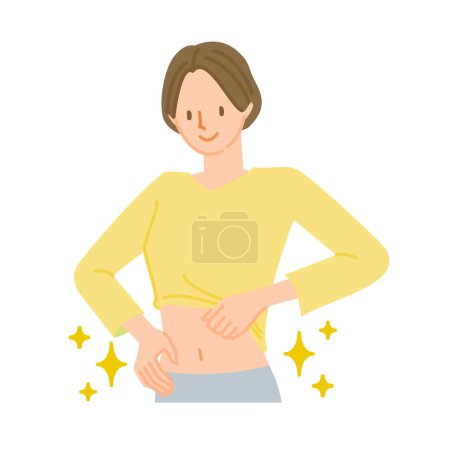 Illustration for A smiling woman who is happy to have a beautiful stomach - Royalty Free Image