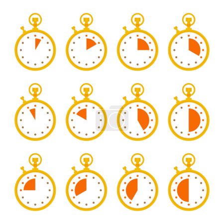 Téléchargez les photos : Matériel d'illustration : Ensemble d'icônes de chronomètre doré (pas de chiffres) - en image libre de droit