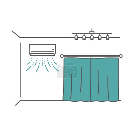 Cierre las cortinas para bajar la temperatura interior y encienda el aire acondicionado (medida de ahorro de energía en verano)