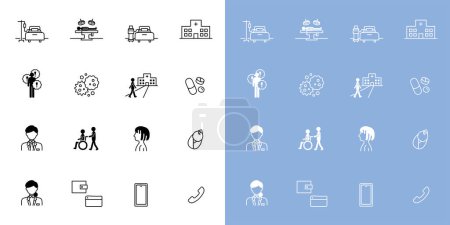 Ilustración de Conjunto de iconos simples: seguro médico - Imagen libre de derechos