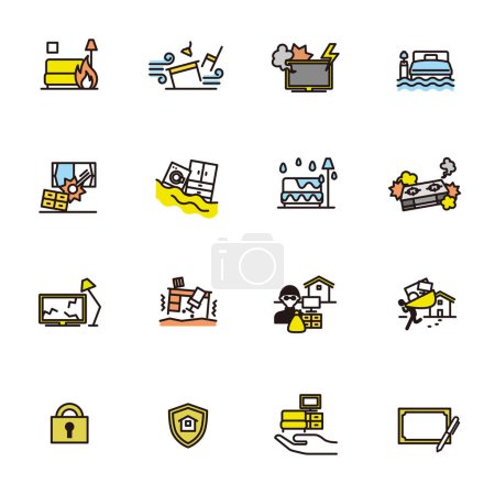 Conjunto de iconos simples: seguro de hogar (seguro de hogar)