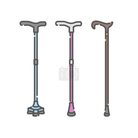 Illustration for Healthcare_Knee pain (canes of various shapes) - Royalty Free Image