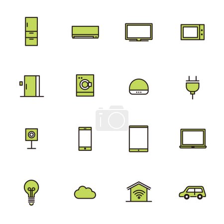 Conjunto de iconos simple: casa inteligente / electrodomésticos