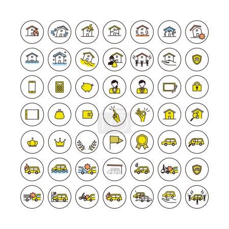 Illustration for Simple icon set: home and car insurance - Royalty Free Image