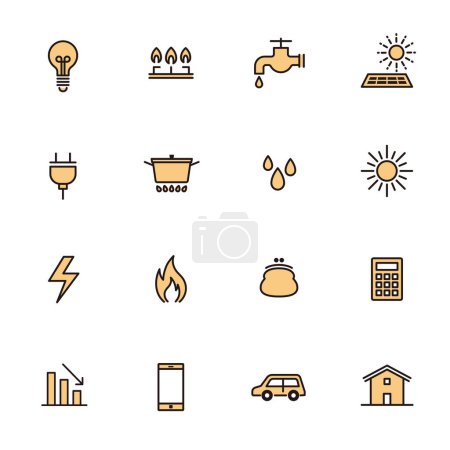 Simple icon set: Home energy
