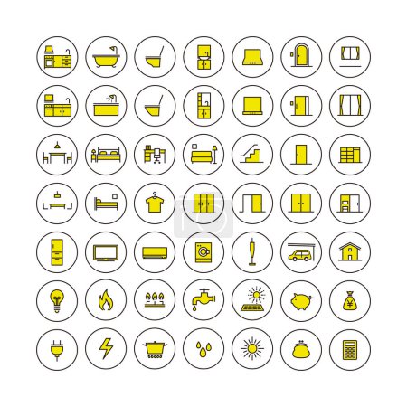Conjunto de iconos simples: hogar y energía