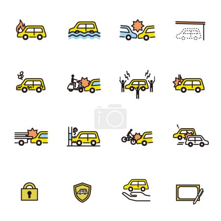 Conjunto de iconos simples: seguro de coche